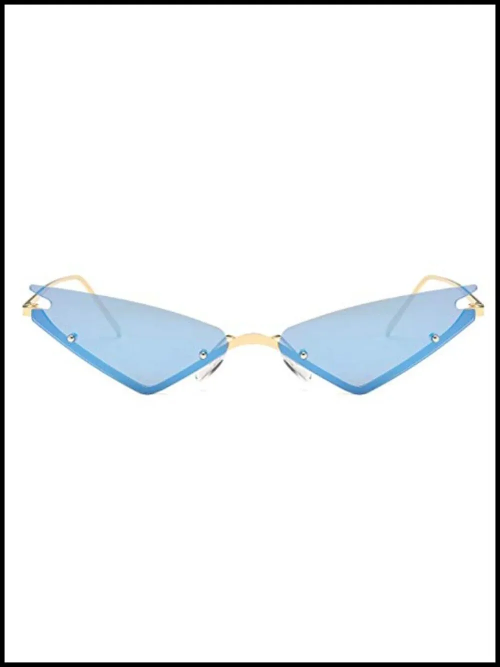 Futuristic Cateye Sunglasses UV400 Metal Frame Mirrored Lens
